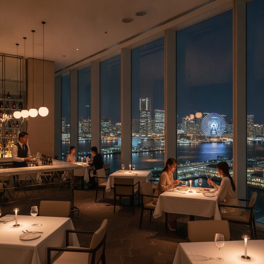 みなとみらいで夜景が見えるロマンチックなレストランやバーはどこですか？